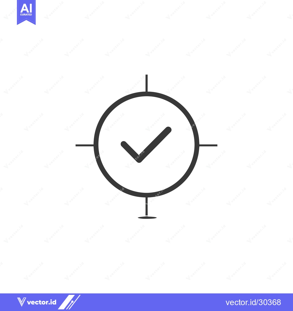 Premium Vector of Checkmark inside a circle with crosshairs