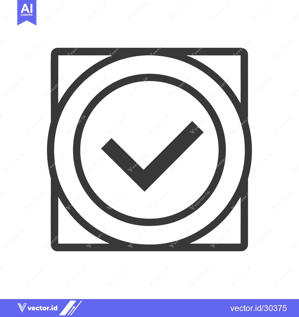 Premium Vector dari Checkmark inside a square with a concentric circle