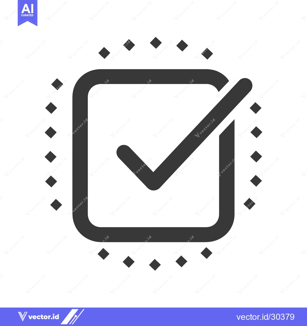 Premium Vector dari Checkmark in Square with Dotted Circle