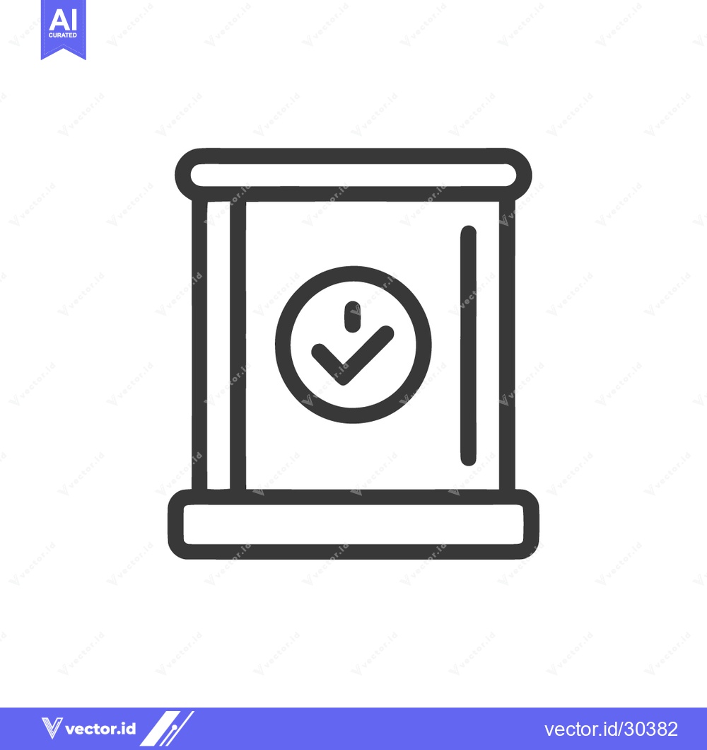 Premium Vector dari Minimalist Downward Arrow Icon in Rounded Frame, Outline Style