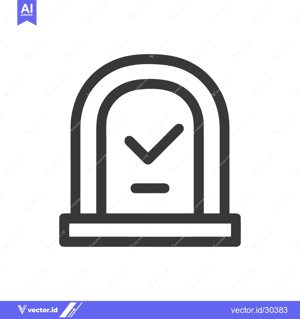 Premium Vector of Minimalist Checkmark Icon: Rounded Archway with Approval Symbol, Dark