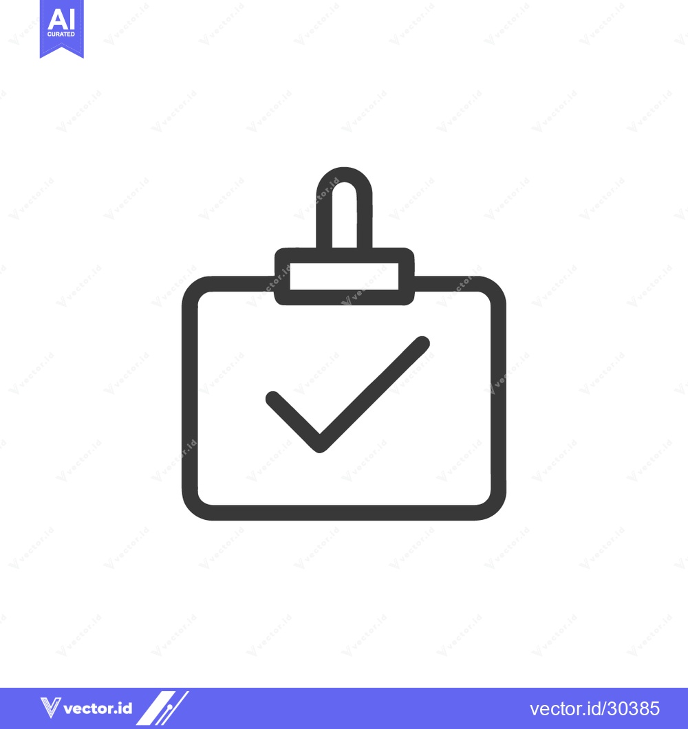 Premium Vector dari Minimalist Clipboard Icon with Check Mark, Black Outline on White Back