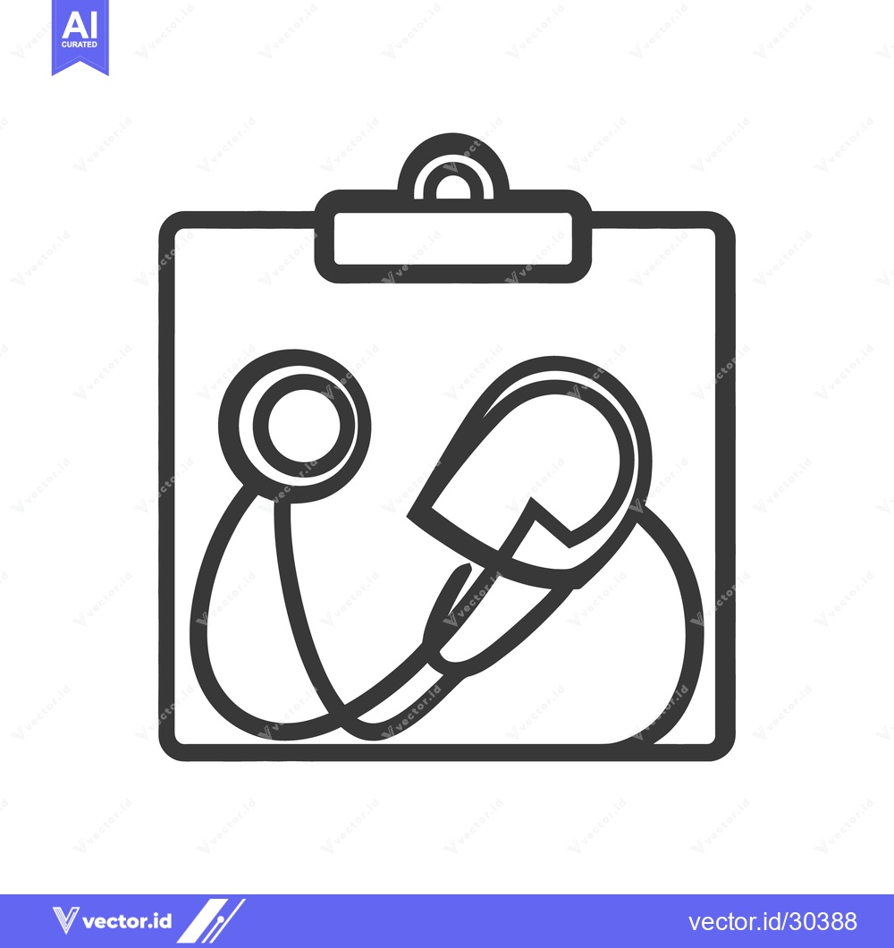 Premium Vector dari A simple black and white image of medical tools on a clipboard