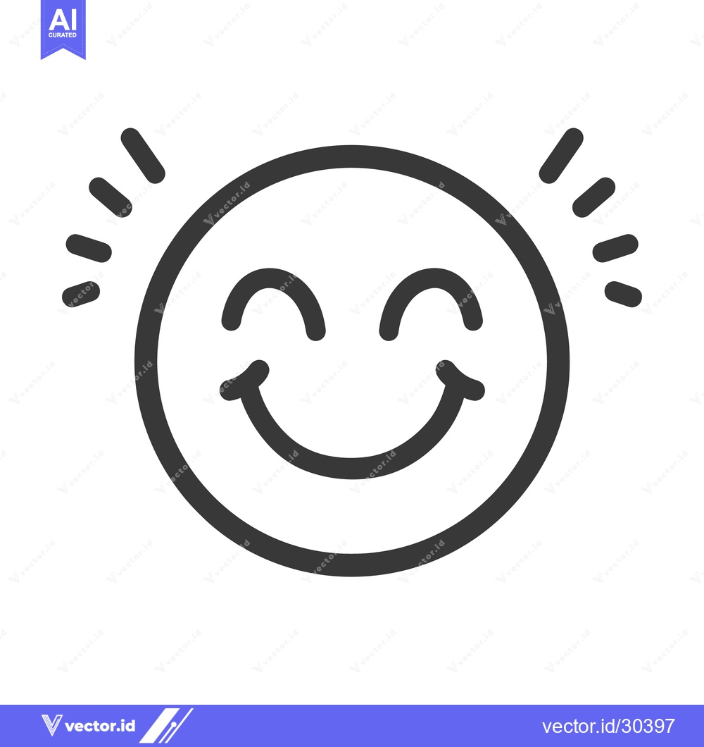 Premium Vector of A simple and happy smiling face with radiating lines