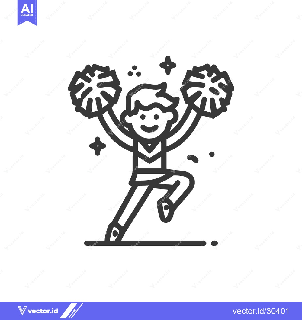 Premium Vector dari Cheerful Cheerleader Icon with Pom-poms and Sparkling Energy