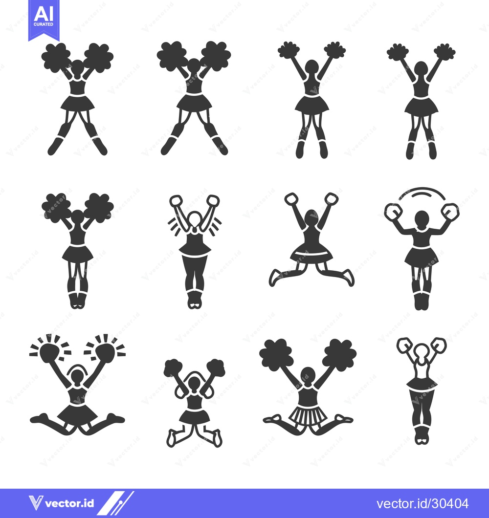Premium Vector dari Cheerleader Silhouettes with Pom Poms in Various Poses