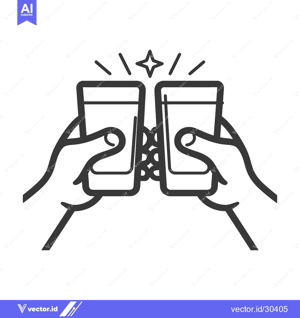 Premium Vector dari Two hands toasting with glasses of a liquid beverage