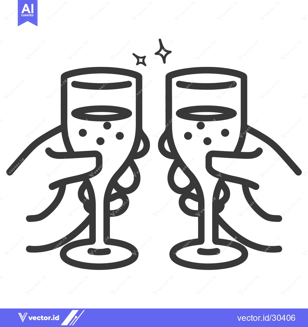 Premium Vector of Two hands toasting champagne flutes for a celebration
