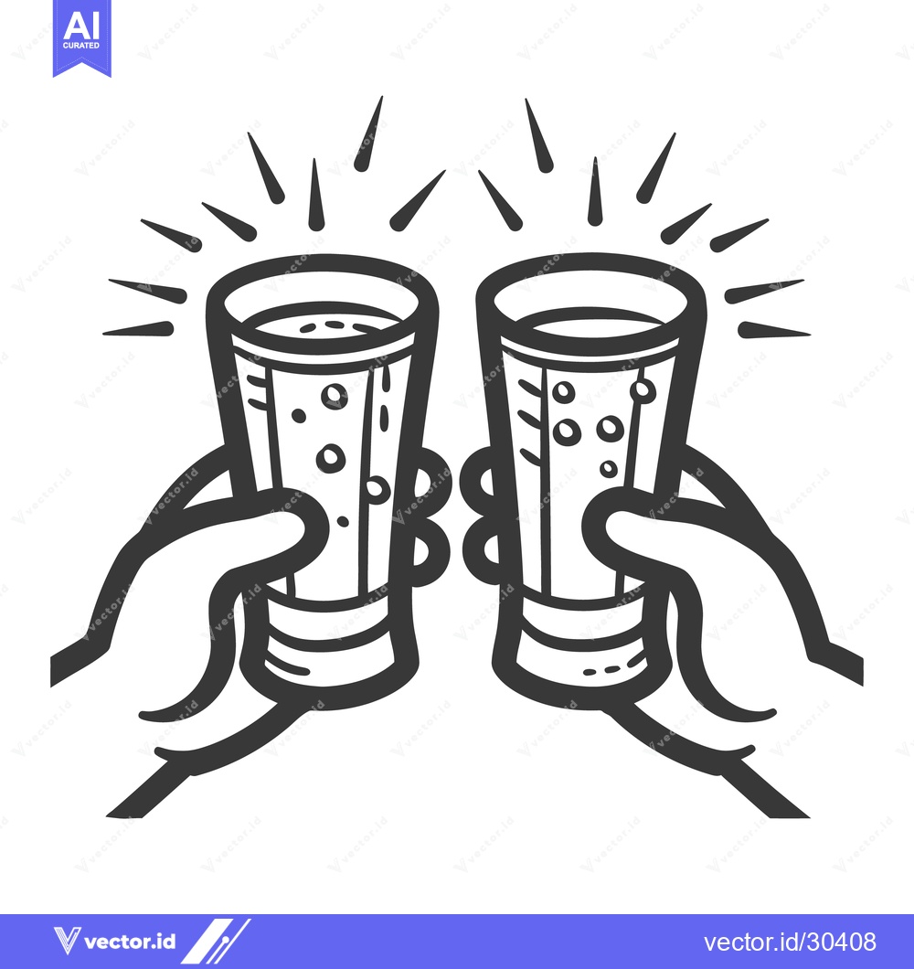 Premium Vector of Two Hands Clinking Drinks To Celebrate Together Happily