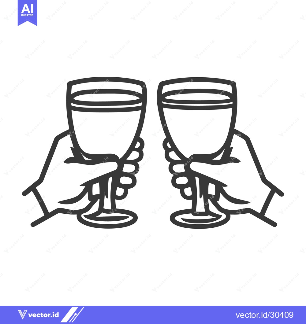 Premium Vector of Two hands are clinking wine glasses together in a toast