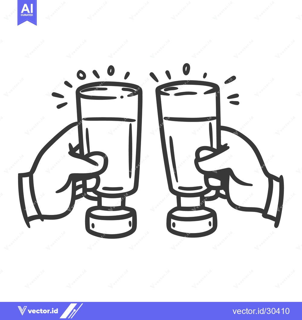 Premium Vector dari Two hands toasting drinks against a plain white background together