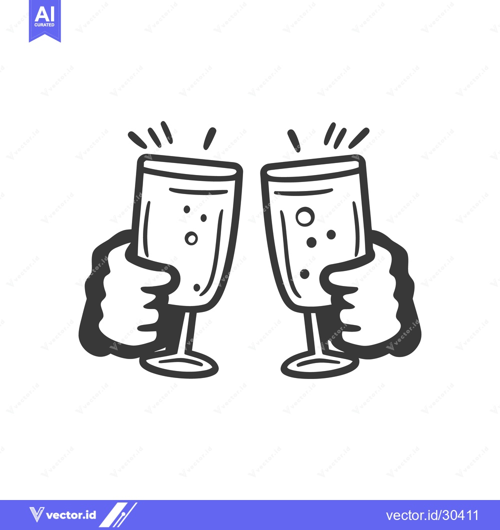 Premium Vector dari Two hands clink glasses filled with a bubbly celebratory drink
