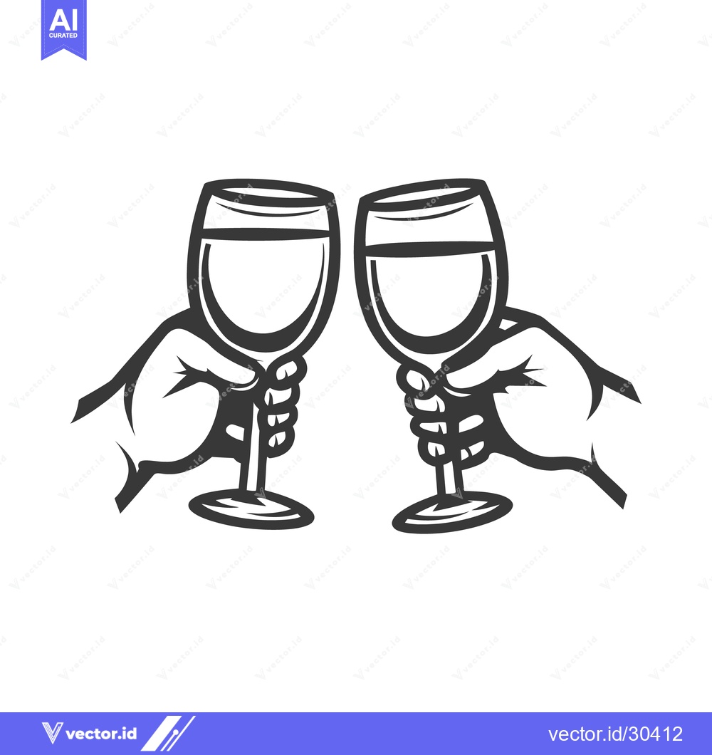 Premium Vector dari Two hands hold wine glasses clinking together to toast