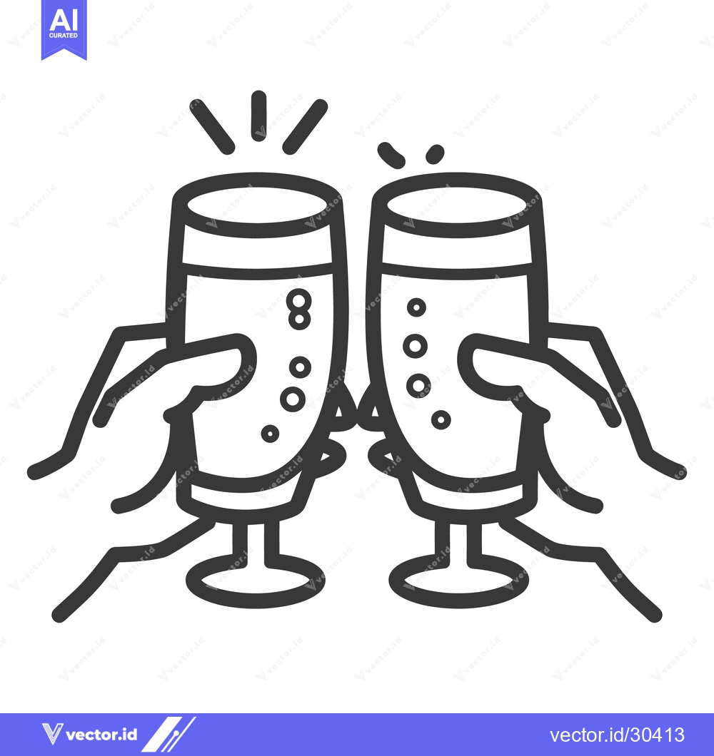Premium Vector of Two champagne glasses are clinking in a celebratory toast