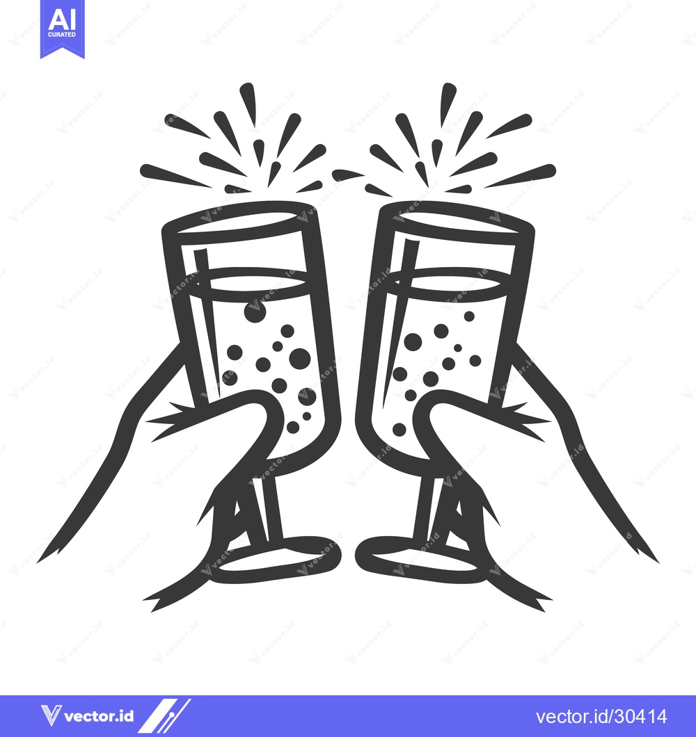 Premium Vector dari Two hands raising champagne glasses in a celebratory toast
