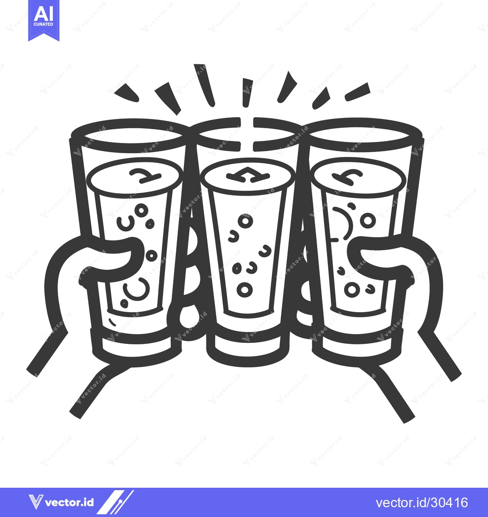 Premium Vector of Three glasses of drink are held up in a celebratory toast