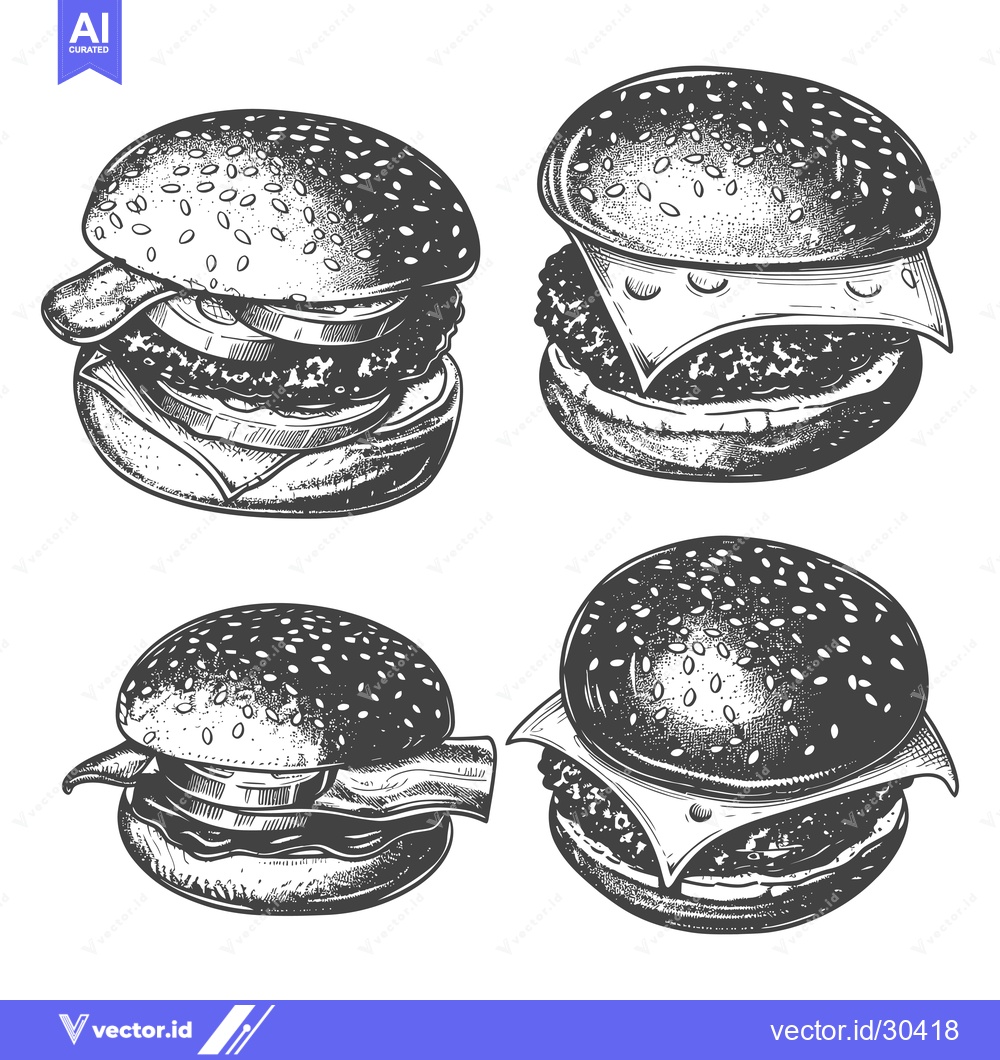 Premium Vector dari Delicious Hand Drawn Burger Illustrations Collection