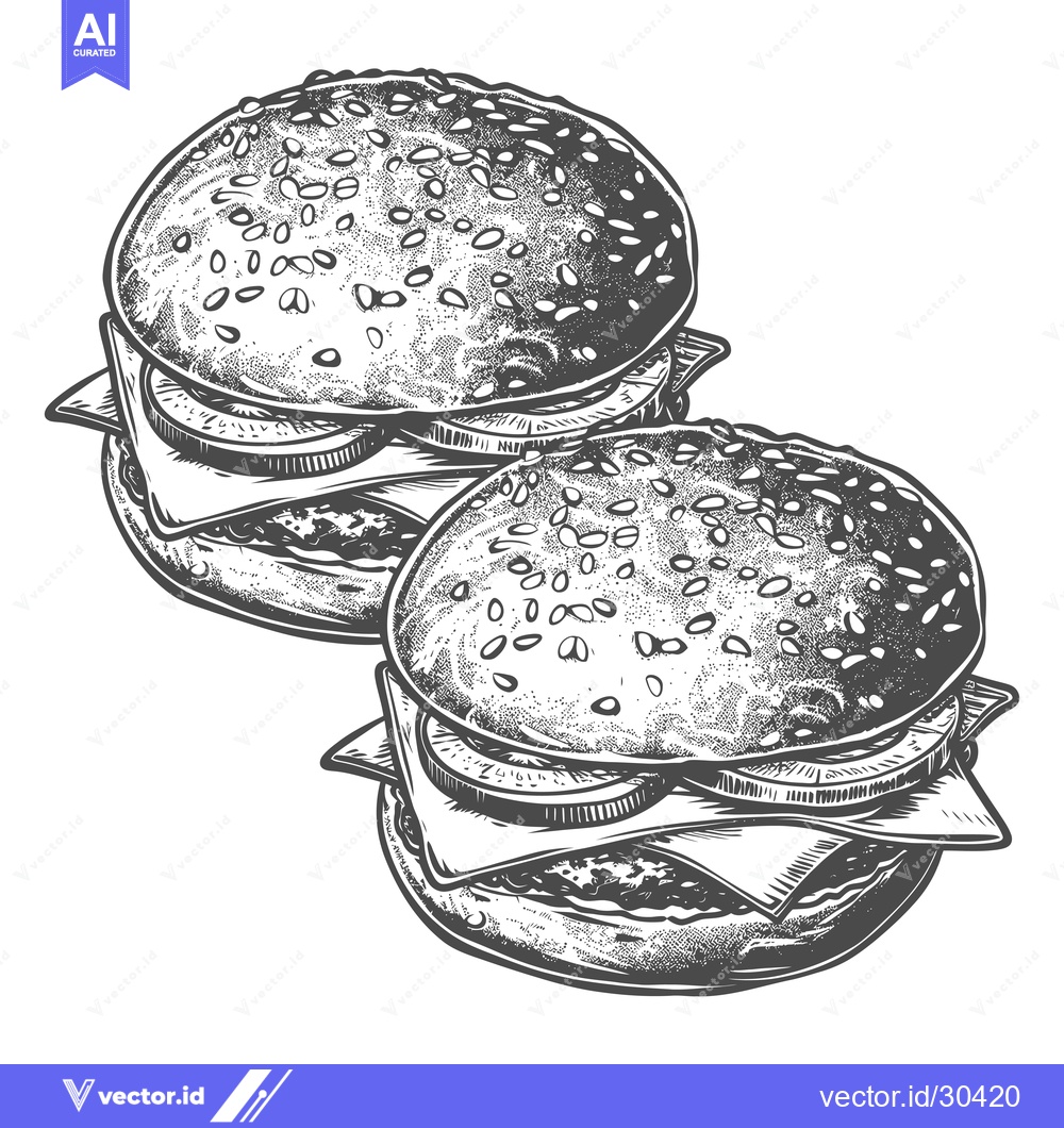 Premium Vector dari Two Delicious Sesame Seed Burgers Ready To Eat