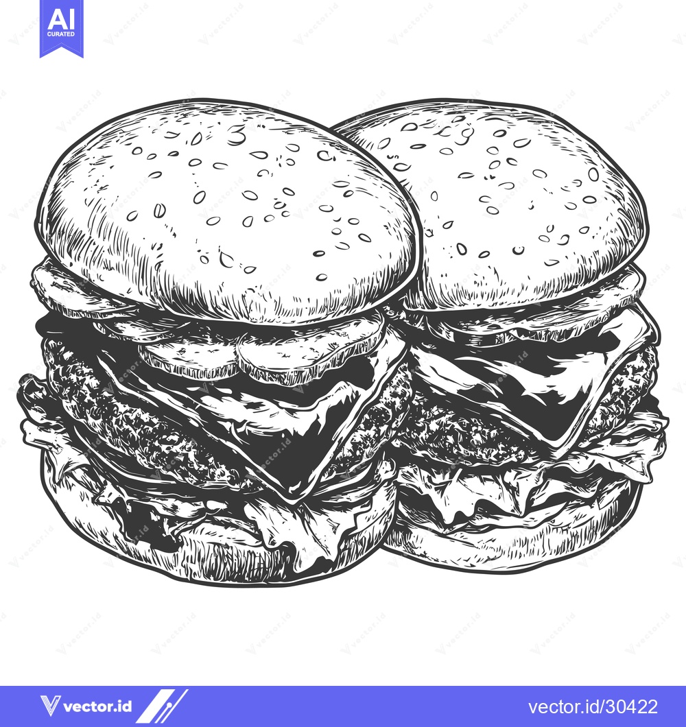 Premium Vector of Delicious Double Cheeseburgers Ready To Eat