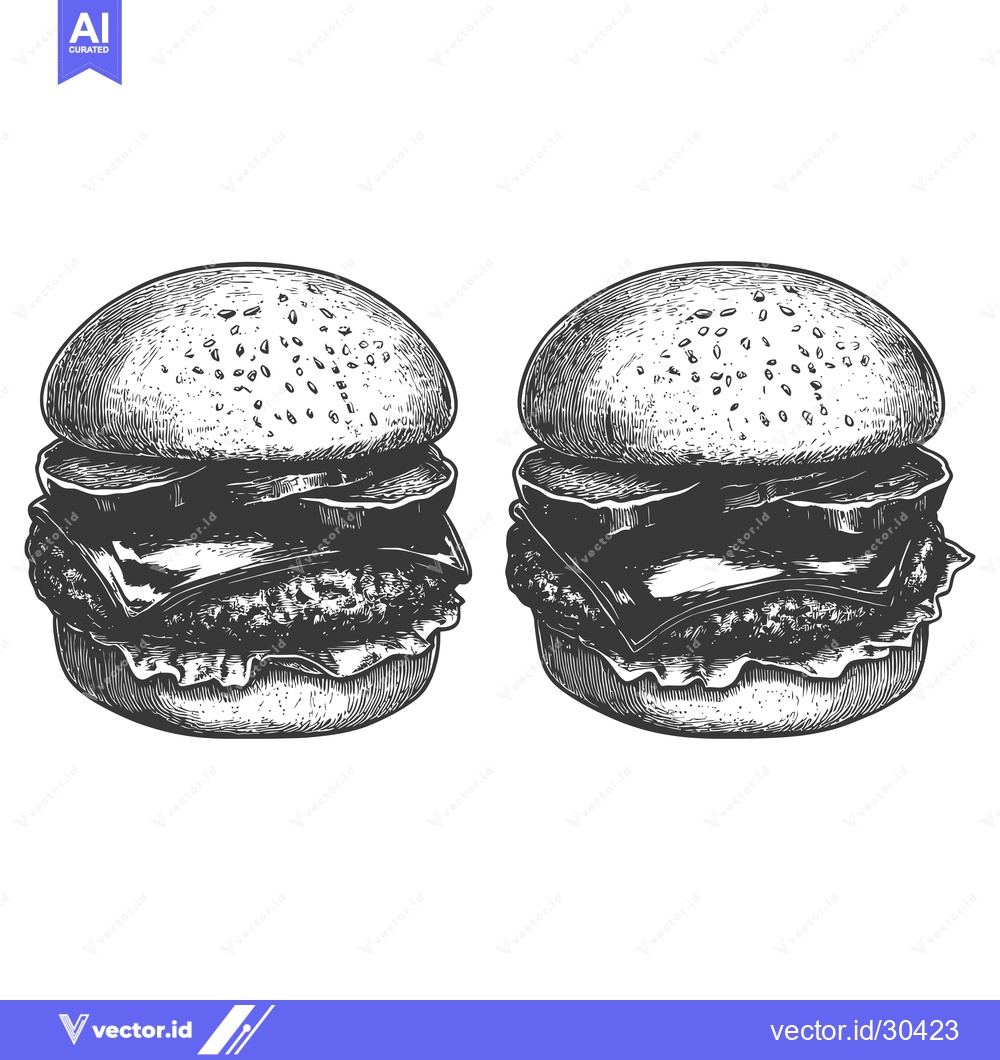 Premium Vector of Two Delicious Hand Drawn Burgers Illustration