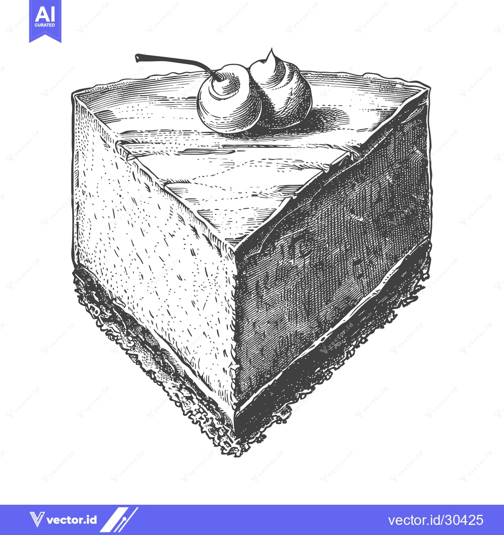 Premium Vector of Delicious Chocolate Cheesecake Slice With Cherries