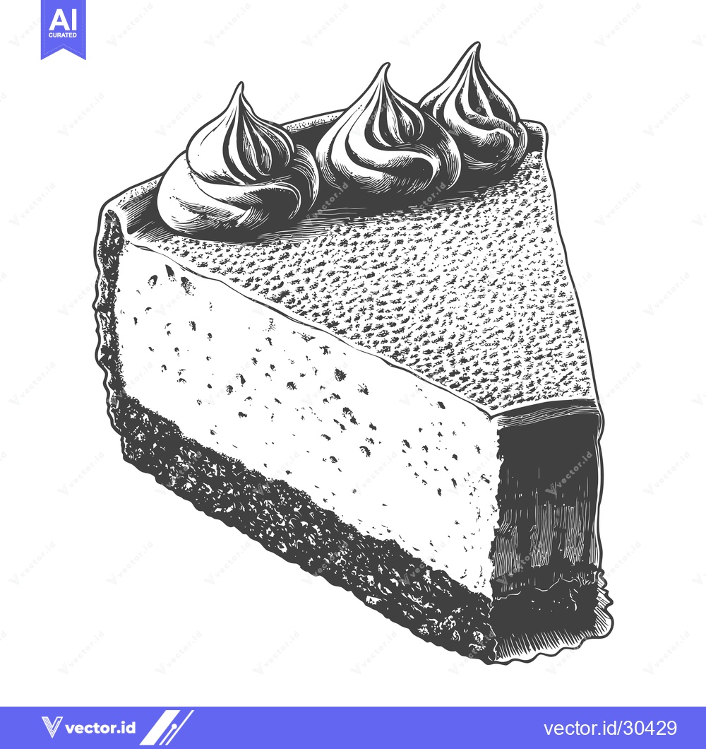Premium Vector dari Delicious Creamy Cheesecake Slice Drawing