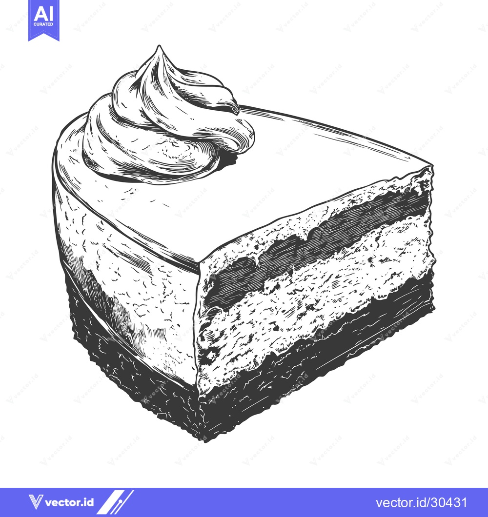 Premium Vector dari Delicious Slice Of Cake With Creamy Topping