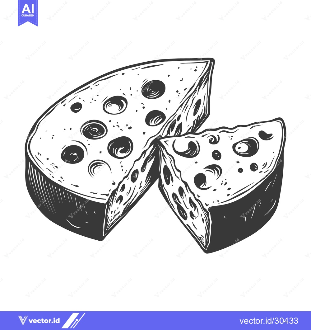 Premium Vector dari A wedge of cheese with a slice cut and removed