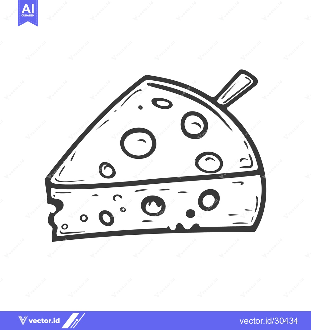 Premium Vector of A simple sketch illustration of a triangle cheese slice with holes