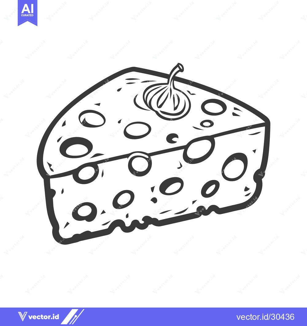 Premium Vector of A piece of cheese with a decorative onion on top