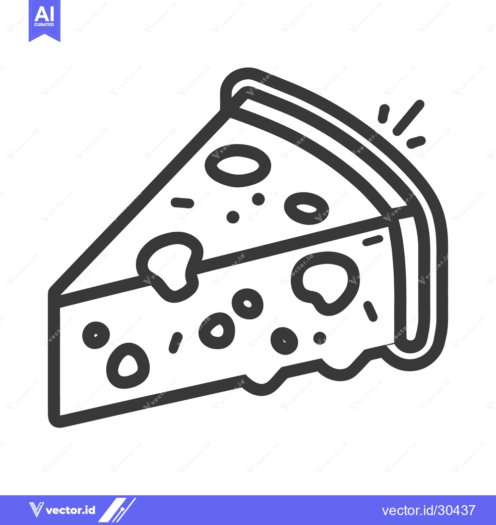 Premium Vector dari A single triangular slice of pizza with melted cheese on top