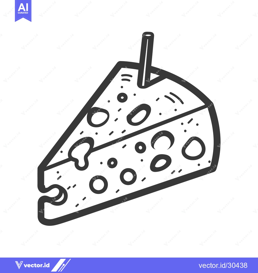 Premium Vector dari A single triangular slice of swiss cheese with a toothpick