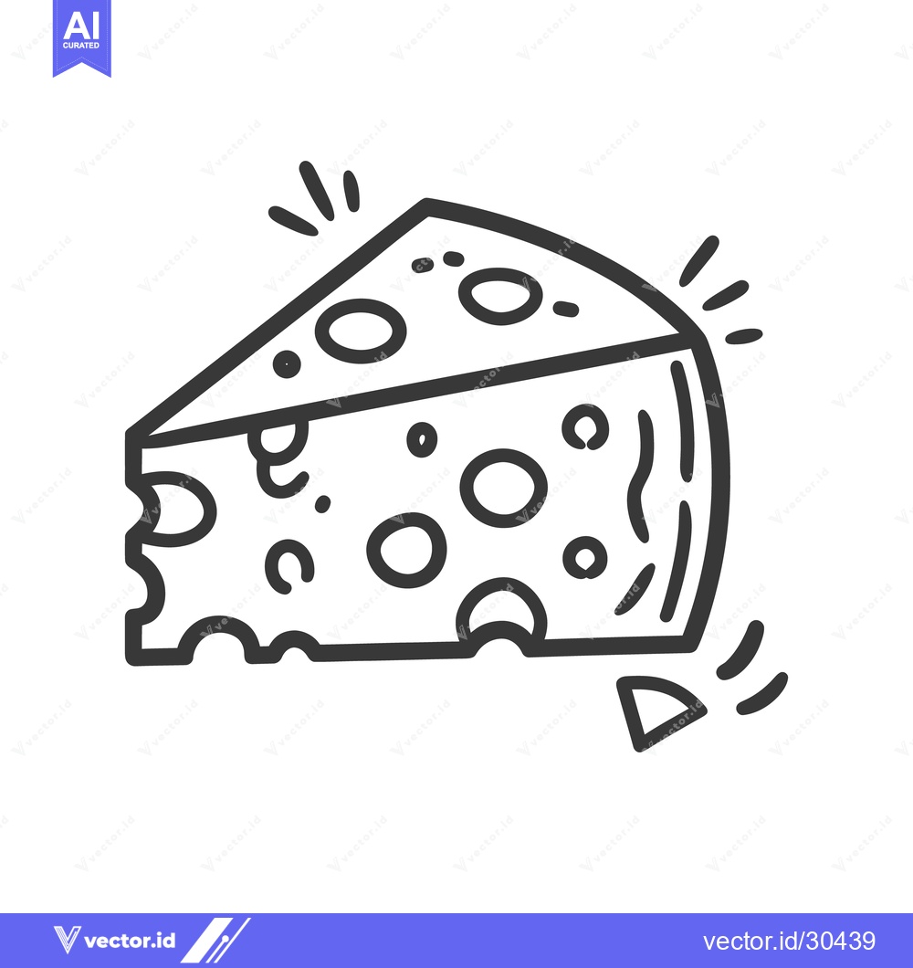 Premium Vector dari A triangular piece of cheese with holes and a small broken piece