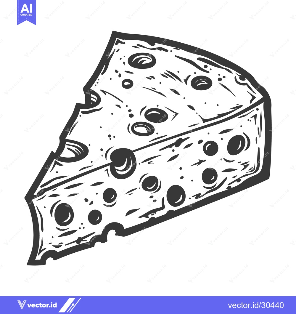 Premium Vector of A simple image showing a wedge of dairy cheese with holes