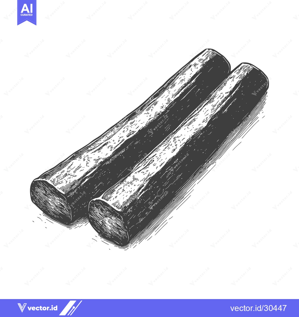 Premium Vector dari Two Dark Wood Logs Resting Together