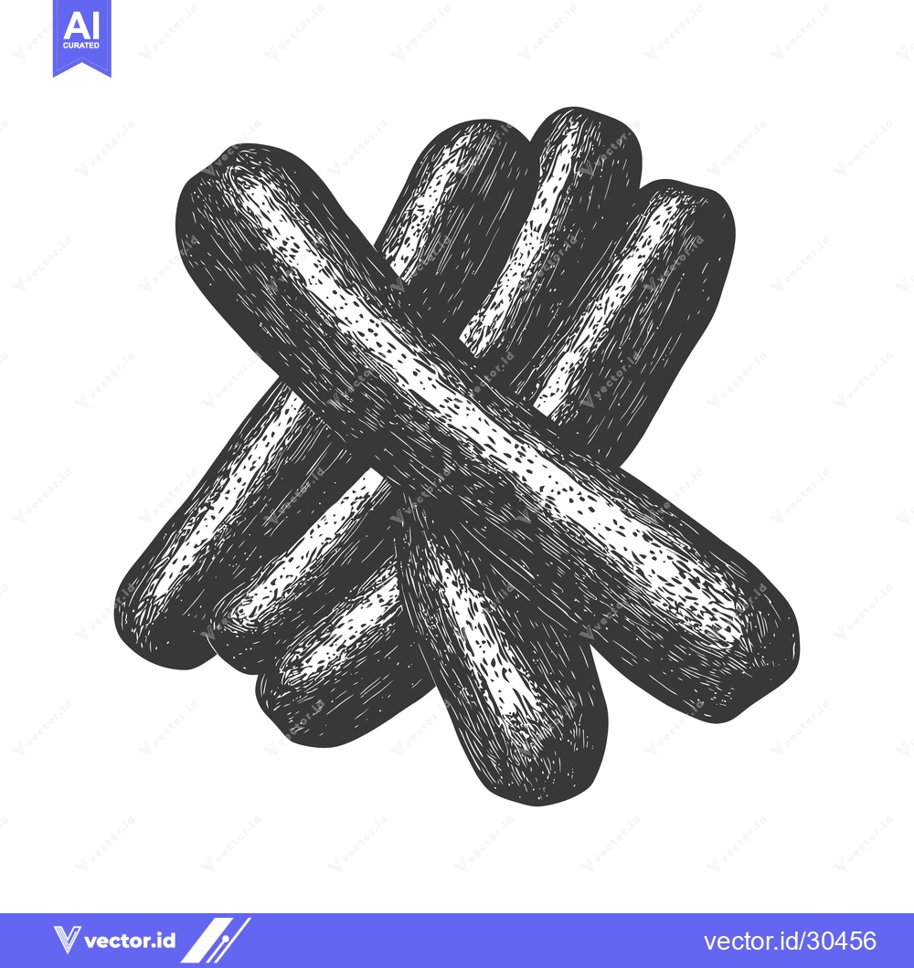 Premium Vector dari A Hand Drawn Illustration Of Several Sausages