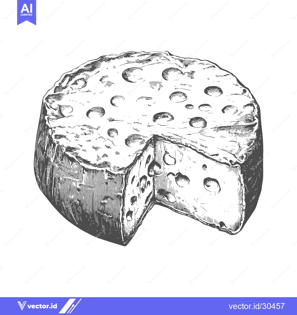 Premium Vector of Hand Drawn Illustration Of A Round Cheese Wheel