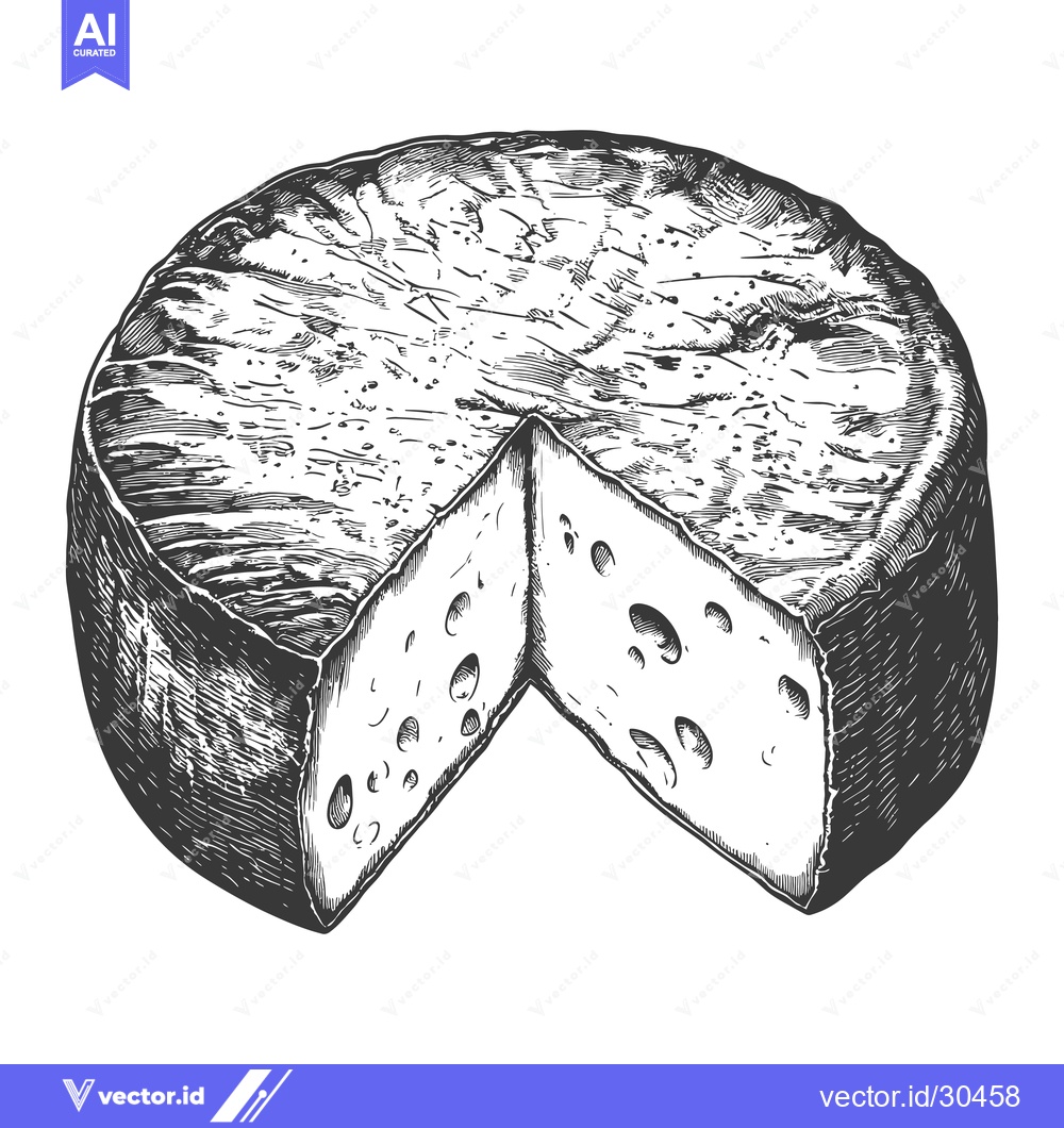 Premium Vector of A wheel of cheese sliced showing its interior