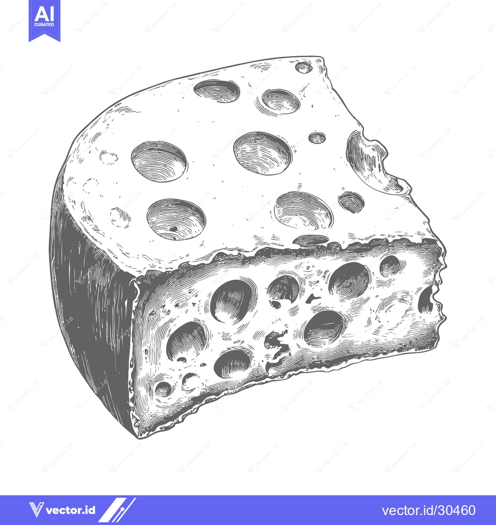 Premium Vector dari A Wedge of Swiss Cheese with Large Holes