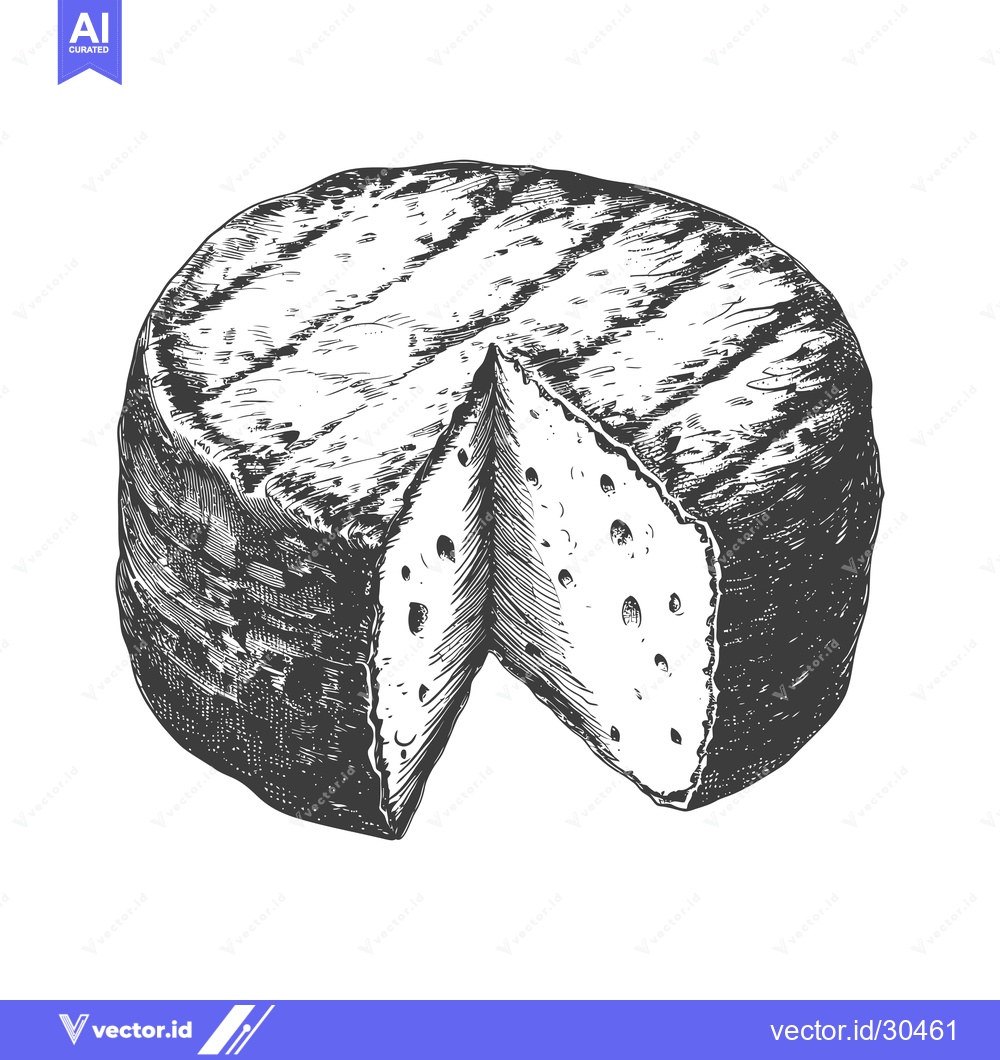 Premium Vector of Hand Drawn Illustration Of A Round Cheese Wheel