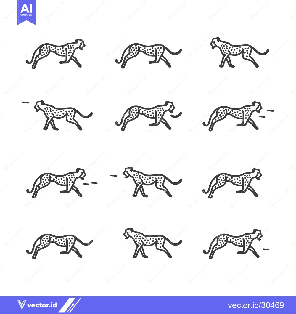 Premium Vector of Cheetah Running Animation Frames