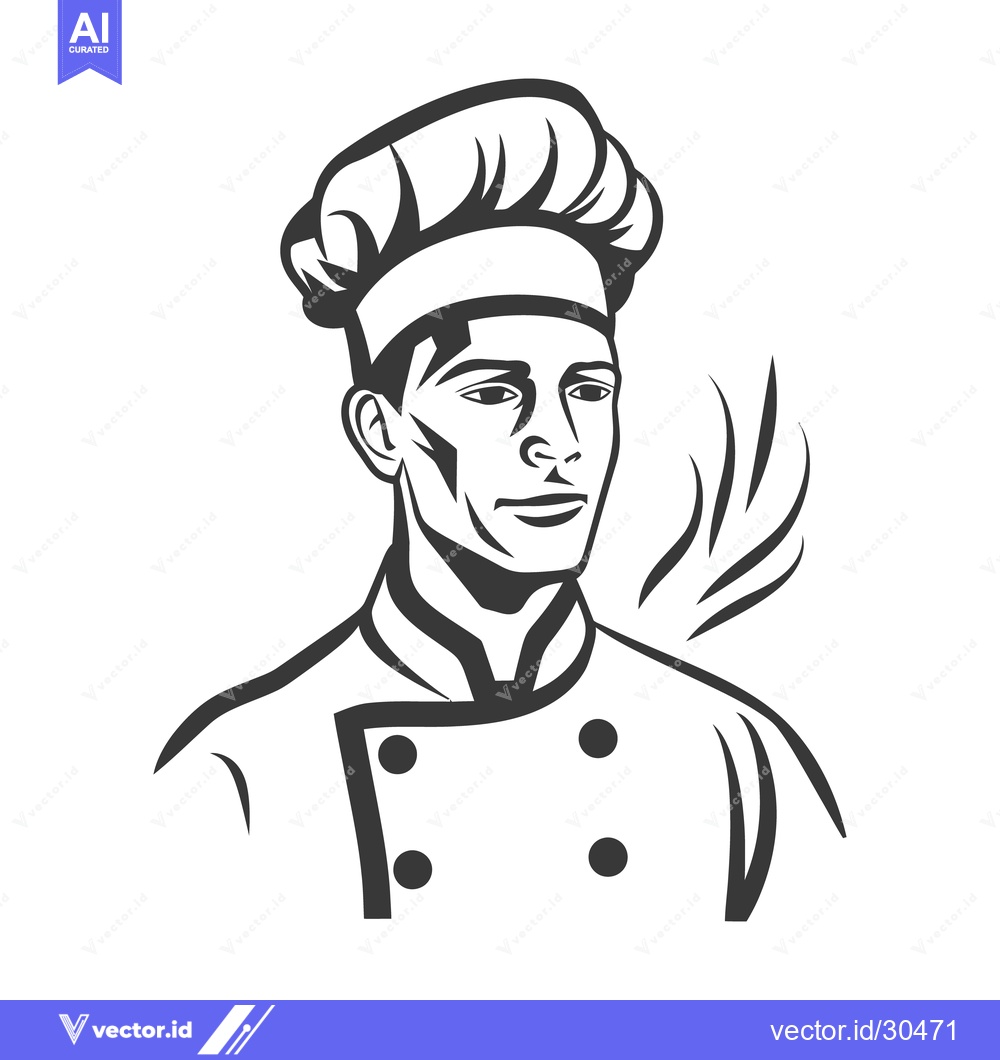 Premium Vector dari A professional looking chef wearing a hat and uniform proudly