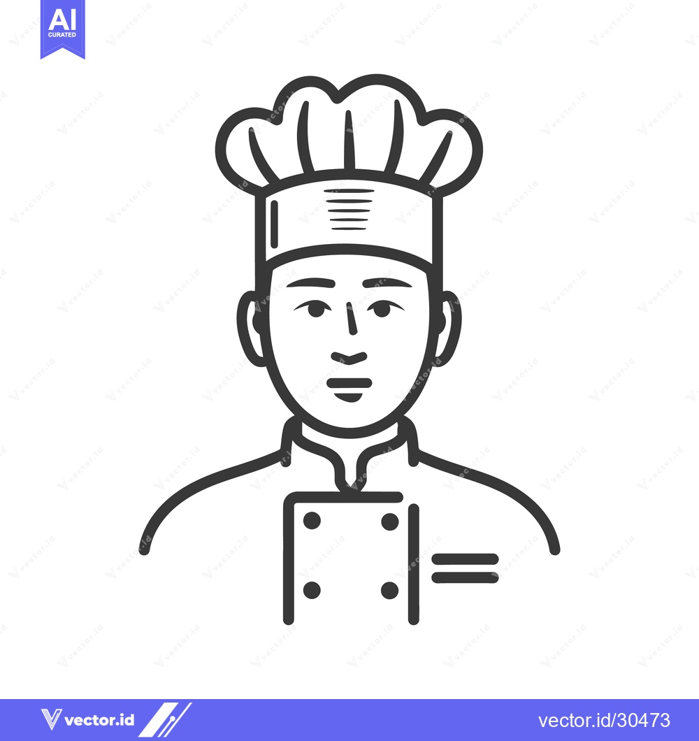 Premium Vector dari The simple black and white illustration shows a chef in uniform