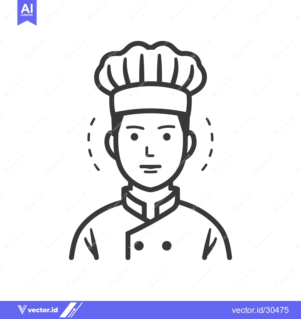 Premium Vector dari A simple monochrome illustration depicting a male chef wearing a hat