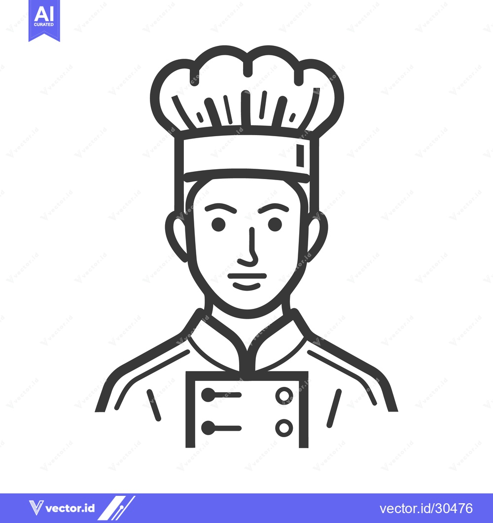 Premium Vector dari A simple black and white illustration of a professional chef