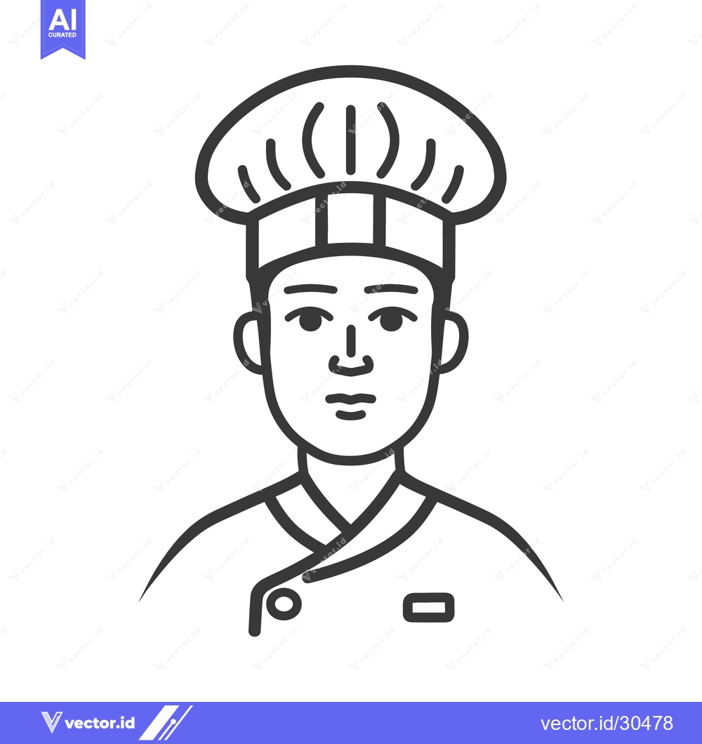 Premium Vector dari A Line Art Depiction Of A Person Wearing A Chef Hat