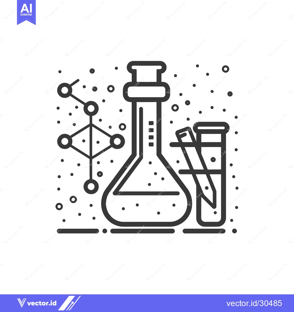 Premium Vector of Chemical Flask, Test Tube, and Molecule Structure Icon