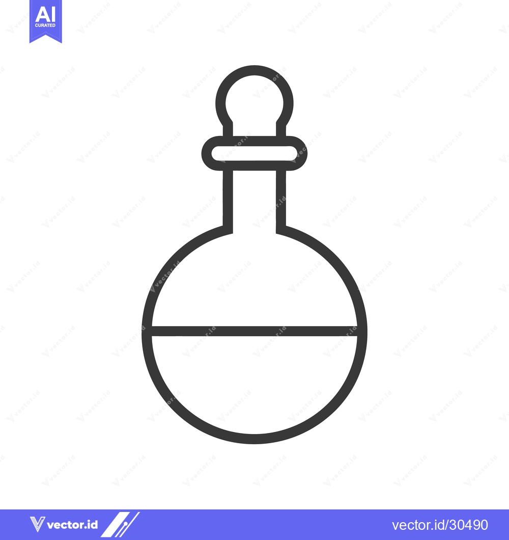 Premium Vector dari A simple line drawing of a round glass laboratory flask