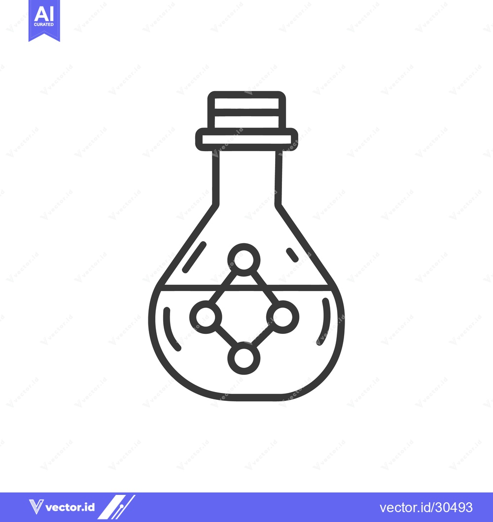 Premium Vector dari A black and white illustration of a laboratory flask