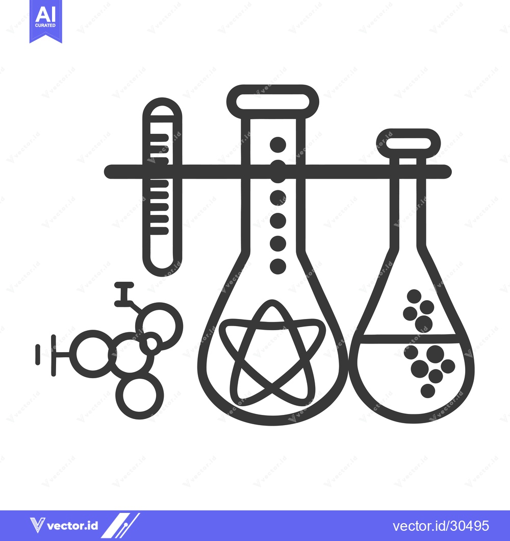 Premium Vector dari Chemistry Experiment with Beakers, Flasks, and Molecular Structure